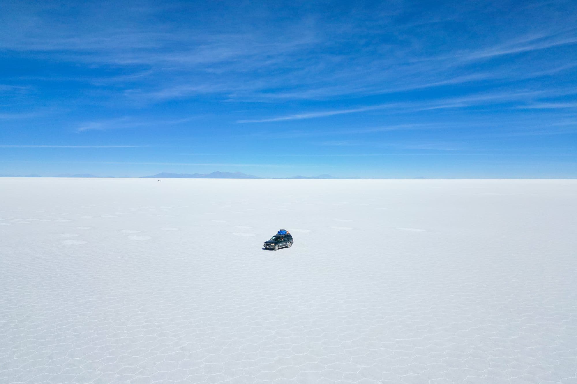 Notre voiture d'expédition dans le Salar d'Uyuni